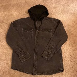Men’s Heavy Denim Hooded Shirt Size Medium